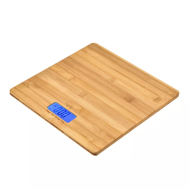 Elektroninės asmeninės svarstyklės Jata HBAS1489 — 180 kg talpa, 100 g tikslumas, 10,2 cm LCD, bambuko platforma