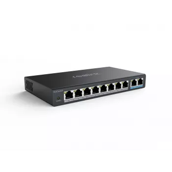 Tinklo PoE komutatorius Reolink RLA-PS1 — 8 prievadų PoE, 150 W bendras biudžetas, IEEE 802.3af/at, 2x Gigabit uplink