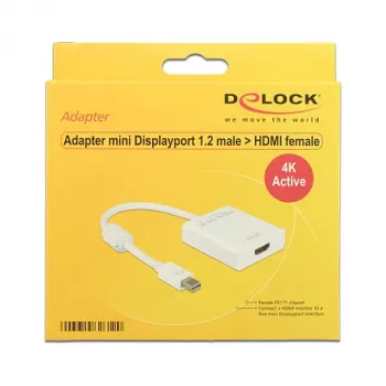 DeLock Mini DisplayPort 1.2 > HDMI (ST-BU) adapteris, baltas, 4K
