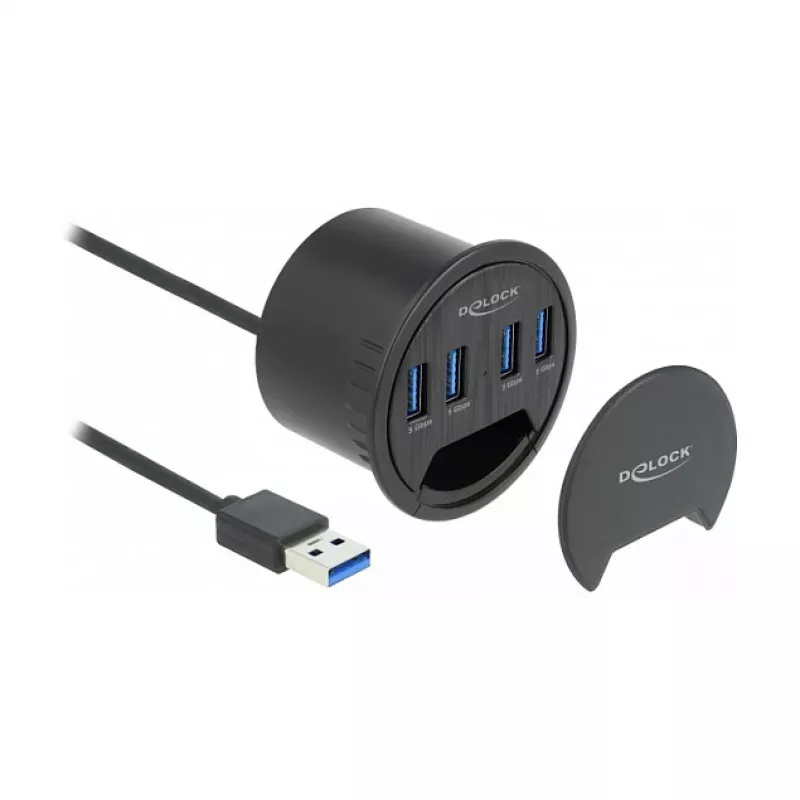 USB šakotuvas DeLOCK 64153 Type-A 5000 Mbit/s juodas