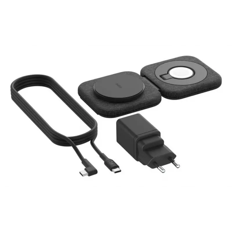 Belaidė 2-in-1 įkrovimo stotelė Belkin BOOSTCHARGE PRO QI2 WIZ026VFBK — belaidis greitasis įkrovimas telefonui ir ausinėms