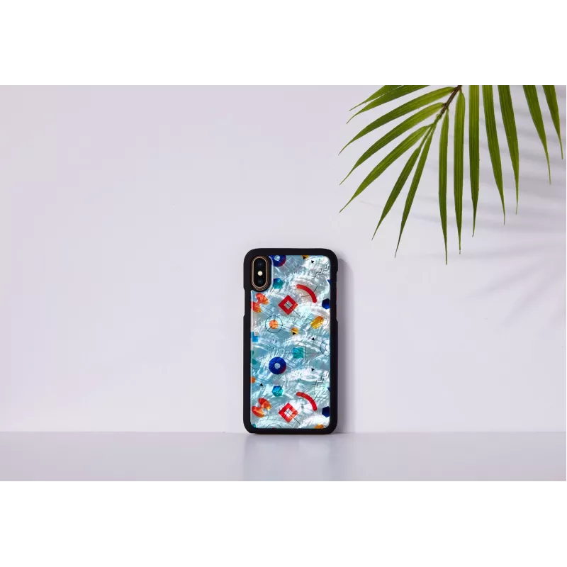 iKins išmaniojo telefono dėklas, skirtas iPhone XS / XS Max, juodo akmens dizaino, apsauginė galinė dangtelis