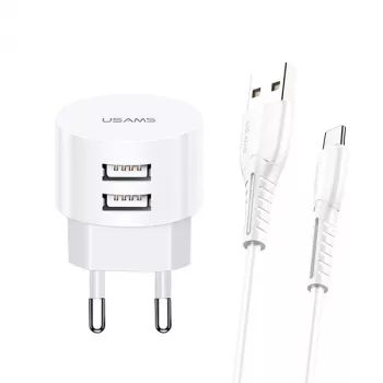 Laidas įkroviklis usams XTXLOGT18MC05 2x USB 2.1A „microUSB“ baltas AC/DC
