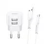 Laidas įkroviklis usams XTXLOGT18MC05 2x USB 2.1A „microUSB“ baltas AC/DC