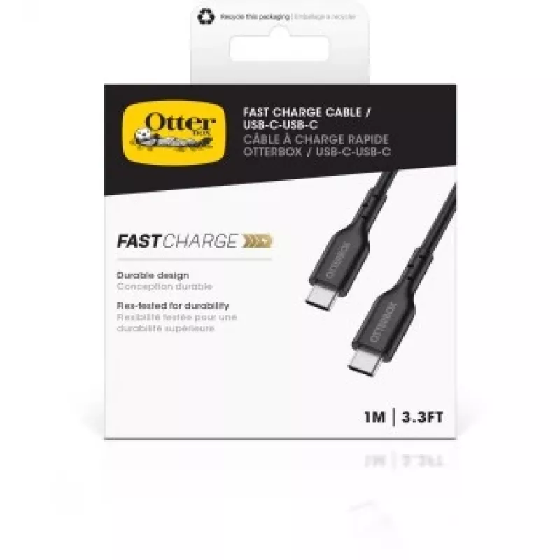Otter Products OtterBox - USB laidas - 24 kontaktų USB-C (kištukas) į 24 kontaktų USB-C (kištukas) - USB 2.0 - 3 A - 1,0 m - Juoda (78-81356)