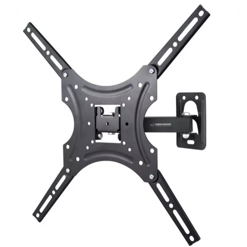 TV wall mount ESPERANZA PROTEUS for 26–70 inch (66–177.8 cm), tilt ±15°, swivel 120°, VESA 75×75–400×400, max load 55 kg, Juoda