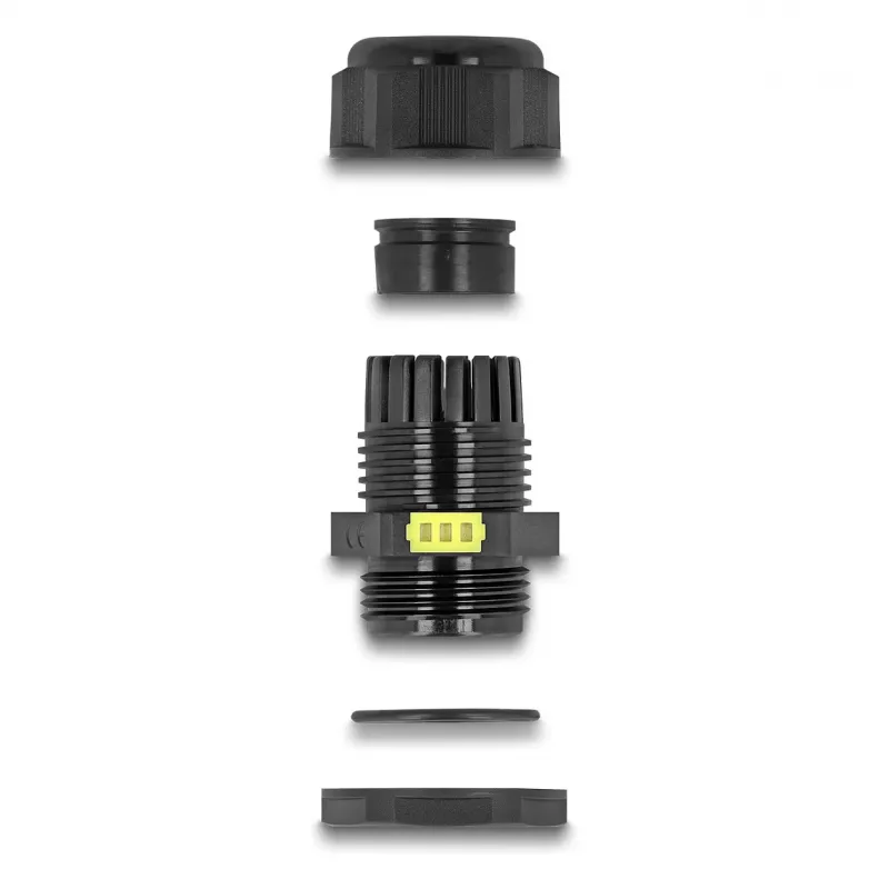 Kabelio sandariklis M12 DELOCK su ventiliacija IP68, plastikinis, juodas, 2 vnt.