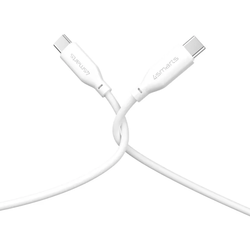 4smarts USB-C / USB-C silikoninis kabelis High Flex 60W 1,5m baltas