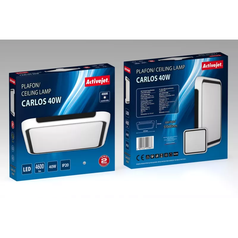 Activejet LED lubinis šviestuvas AJE-CARLOS 40W