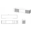 TV spintelė Cama Meble LARA 183x35x37 cm, baltas matinis viršus, baltas rėmas, juodas židinys