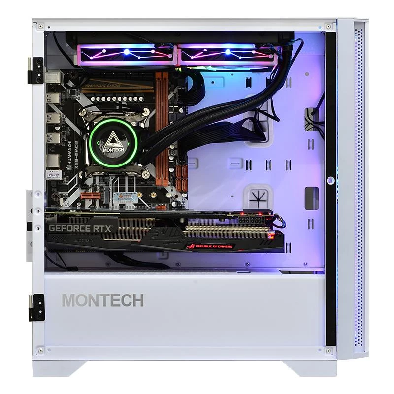 Montech AIR 100 ARGB MICRO-ATX korpusas su keturiais iš anksto sumontuotais ARGB ventiliatoriais, itin minimalistinis dizainas, smulkaus tinklelio priekinis skydelis, didelis oro srautas, unikalus šoninis skydelis