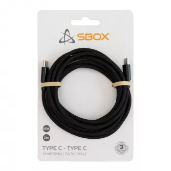 SBOX Type C įkrovimo ir duomenų kabelis TYPEC-2-B, 1 m, juodas