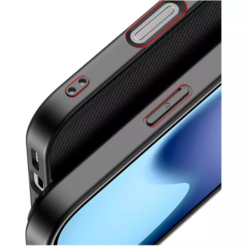 Apsauginis telefono dėklas Nevox StyleShell NYLO, skirtas iPhone 17, 6,3 colio, juodas
