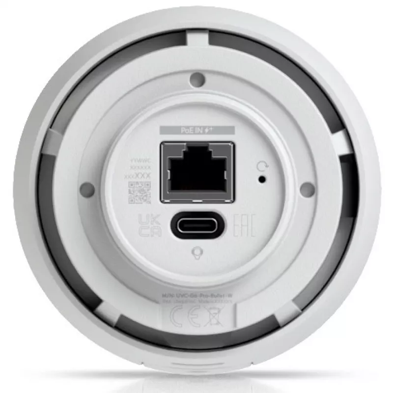 IP apsaugos kamera UBIQUITI G6 Pro Bullet — 4K (3840×2160), laidinė, skirta vidui/laukui, 1/1,2 colio CMOS, 5,9–13,8 mm, 2,36x optinis priartinimas, montavimas prie lubų/sienos/stulpo