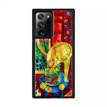 Telefono dėklas iKins Samsung Galaxy Note 20 Ultra – katės dizainas raudona žuvis