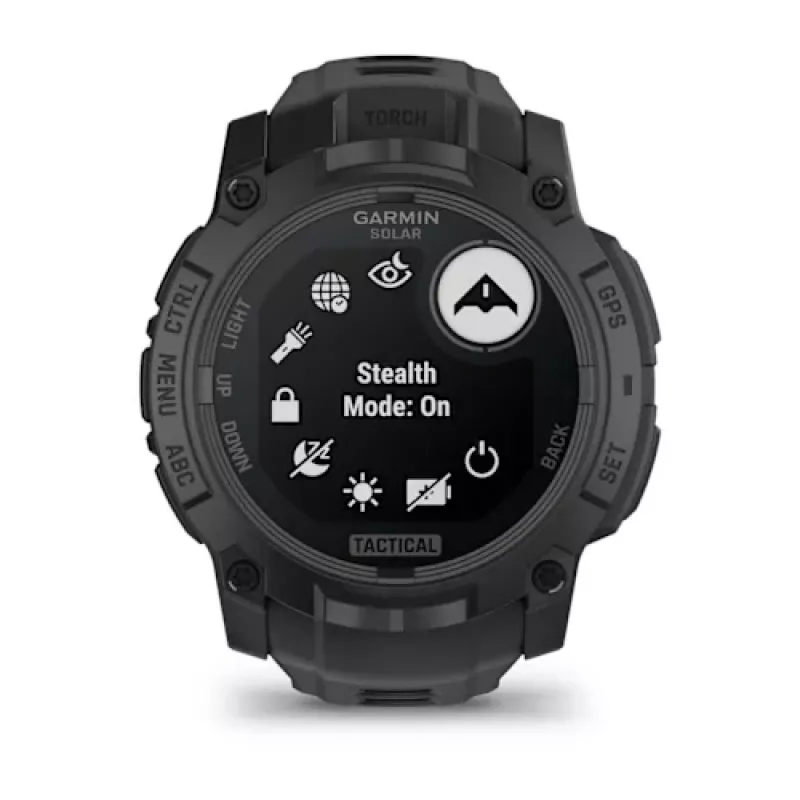 Išmanusis laikrodis GARMIN Instinct — 45 mm, 3,05 cm (1,2 col.) AMOLED 390×390 jutiklinis ekranas, 4 GB, GPS, silikoninis dirželis juodas, 53 g