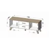 TV staliukas Cama Meble LOTTA 140 cm — wotan ąžuolo rėmas, juoda medžio drožlių plokštės viršus, 1400×400×530 mm