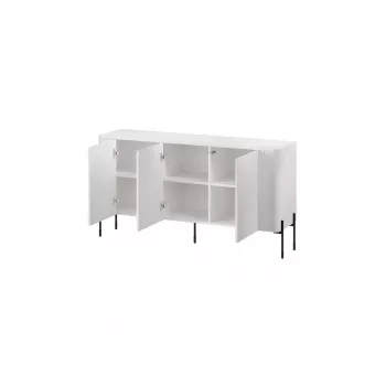 Komoda cama meble VERA 150x40x80 cm, matinė balta, medžio drožlių plokštė, 16 mm rėmas