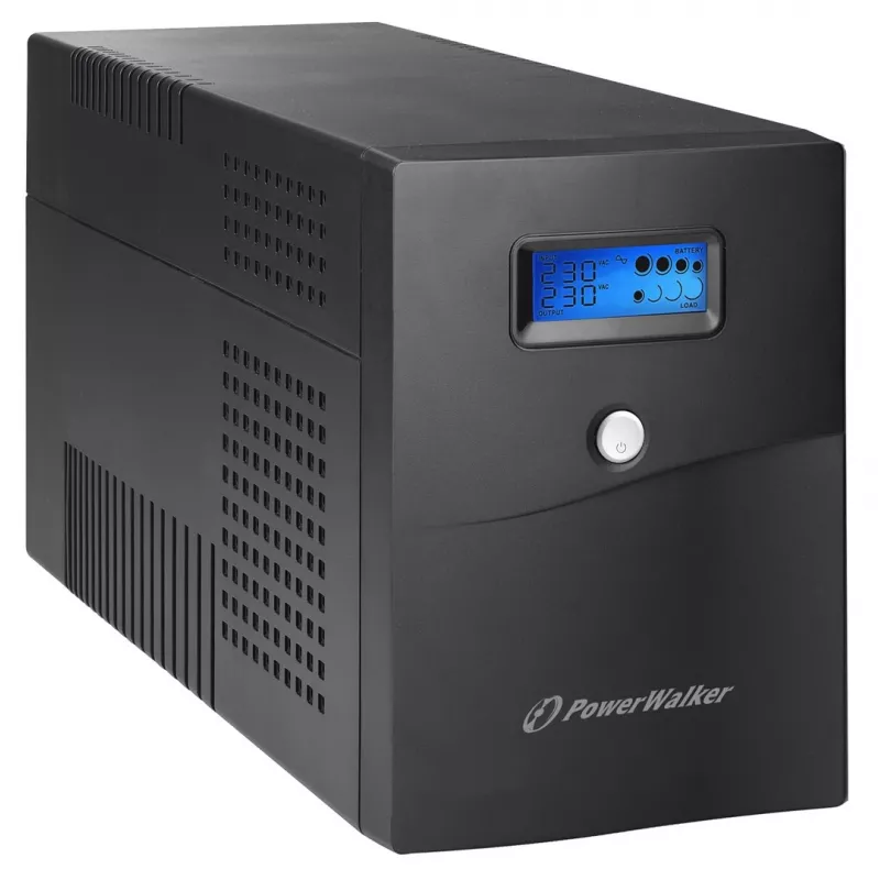 Nepertraukiamo maitinimo šaltinis PowerWalker VI 3000 SCL — linijinis-interaktyvus UPS 3 kVA / 1800 W, 230 V, 9 Ah baterija, LCD, bokštas, juoda