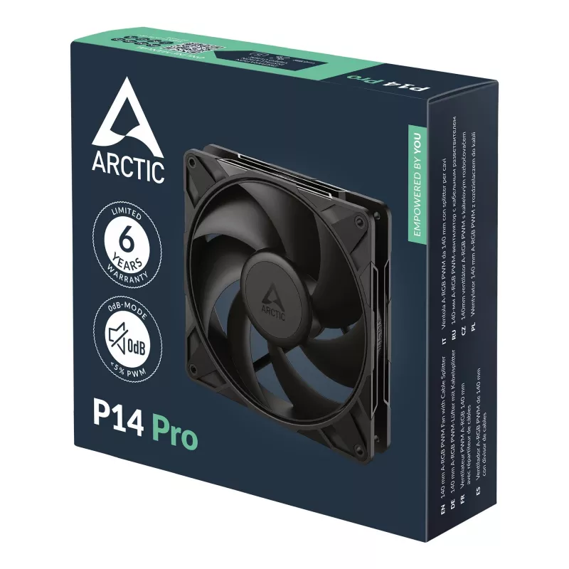 ARCTIC P14 Pro 140 mm PWM ventiliatorius, ventiliatorius, 14 cm, 400 aps./min., 2500 aps./min., 186 m³/val., juoda