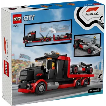 LEGO CITY 60493 F1 parodos sunkvežimis su Audi F1 lenktyniniu automobiliu