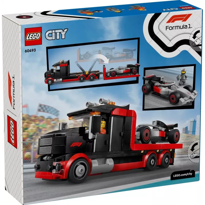LEGO CITY 60493 F1 demonstracinis sunkvežimis su Audi F1 lenktyniniu automobiliu