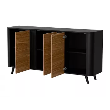 Komoda Cama Meble VOLARE 151 x 39 x 75 cm, juoda/riešutmedžio, medžio drožlių plokštė