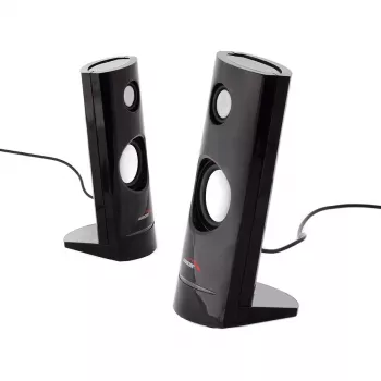 2 krypčių laidinė kompiuterio kolonėlė Audiocore AC860, 2.0 kanalai, 4 W RMS, maitinimas USB, 3,5 mm įvestis, juoda