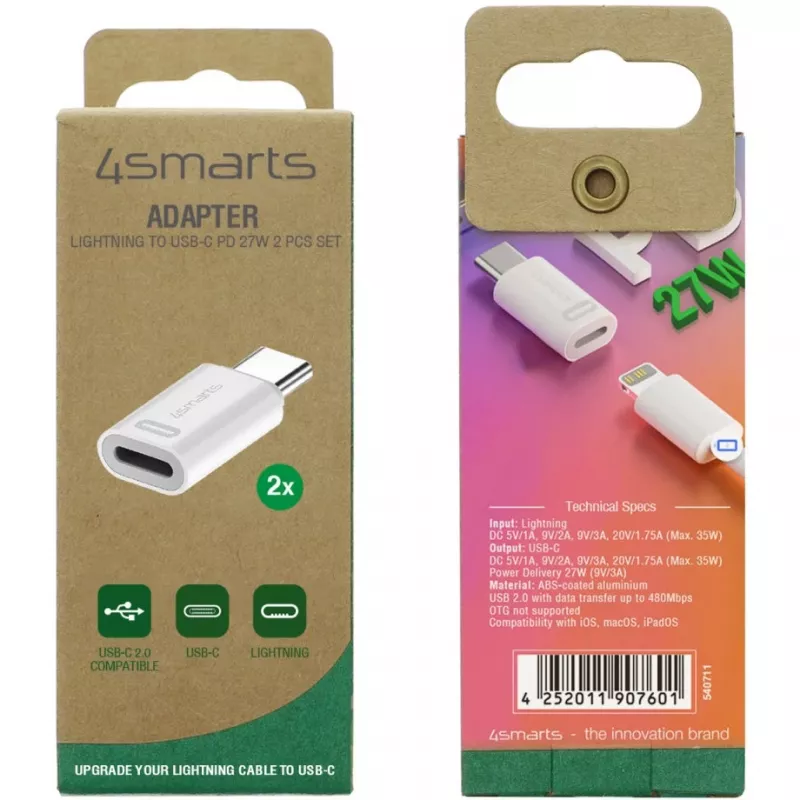 jungčių adapteris 4smarts 540711 Lightning USB-C baltas