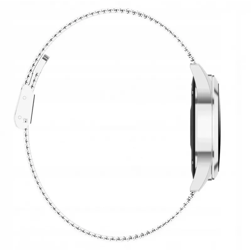 Išmanusis laikrodis ORO-MED ORO-SMART CRYSTAL Sidabrinė — apvalus metalinis korpusas, LCD 240×198, 1,04 colio ekranas, Bluetooth 4.0, atsparus vandeniui, 120 mAh baterija
