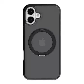 Apsauginis telefono dėklas Torras Ostand Pro, skirtas iPhone 16 Plus — juodas, plonas profilis, lengvas