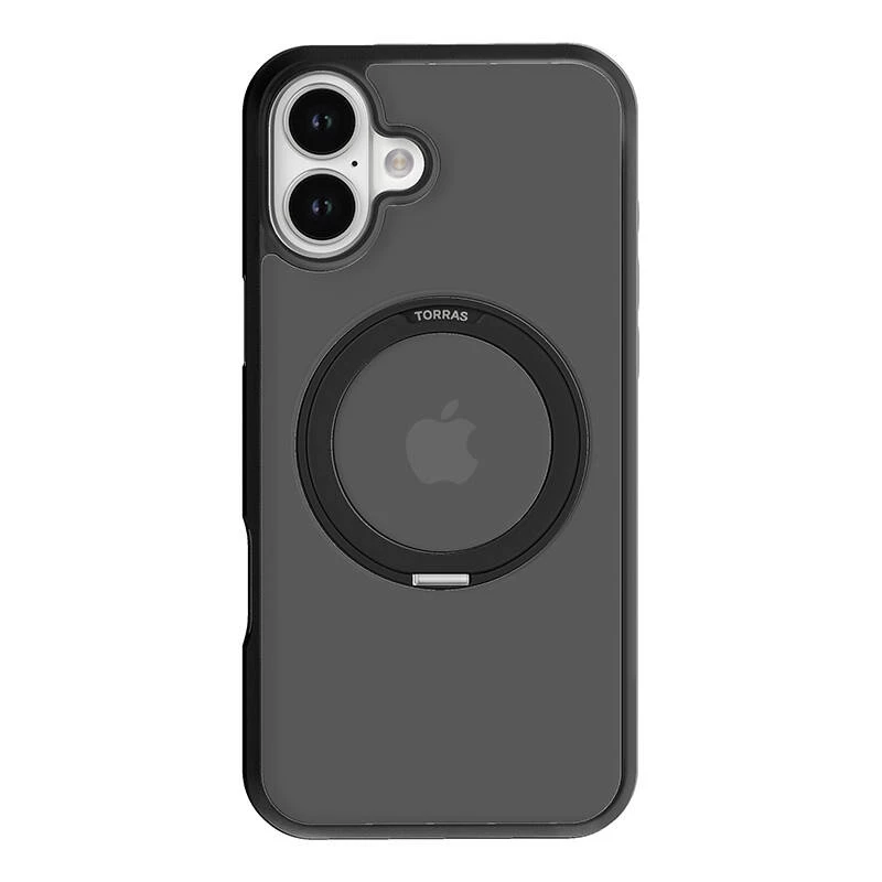Apsauginis telefono dėklas Torras Ostand Pro, skirtas iPhone 16 Plus — juodas, plonas profilis, lengvas
