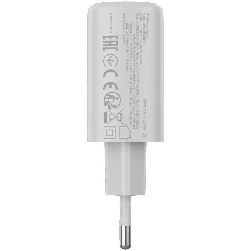 CANYON įkroviklis OnCharge 250 25W 1xPD 1xQC EU Baltas