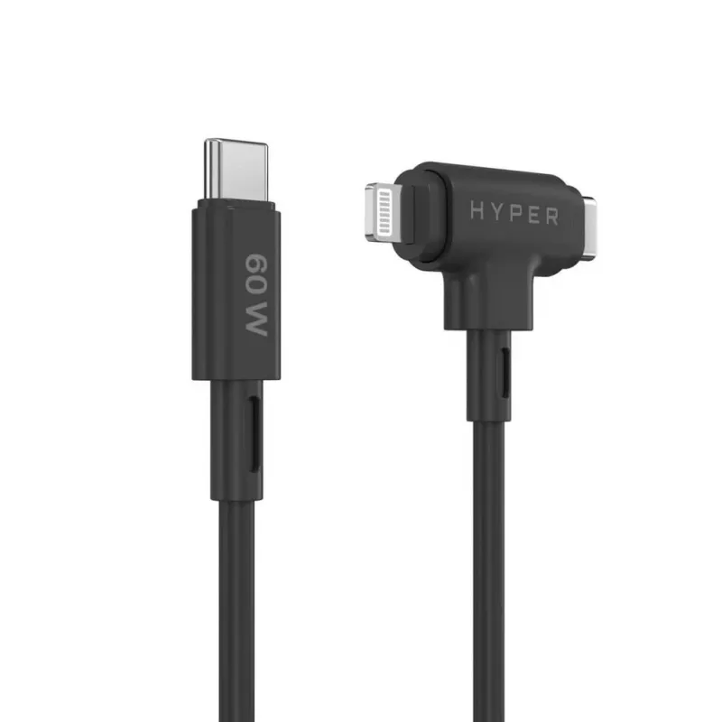 HYPER HyperJuice USB kabelis USB 2.0 1,5 m USB C USB C/Lightning juodas