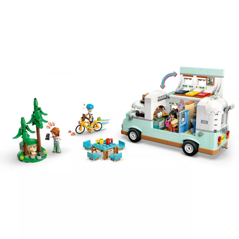 LEGO Motor Home rinkinys 42663 — LEGO Friends kemperis, 778 dalys, 3 mini lėlės, amžius 7+
