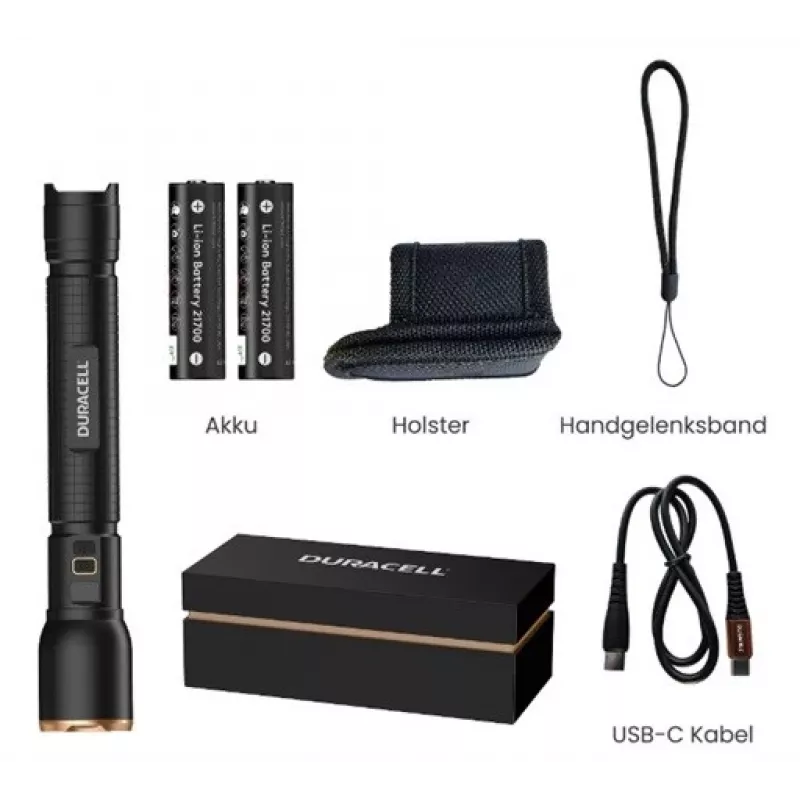 Žibintuvėlis Duracell DF6000R Gift Box — rankinis įkraunamas žibintuvėlis, juodas