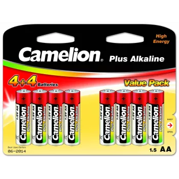 Alkaline batteries CAMELION AA LR6 Plus — pack of 8, AA (LR6)