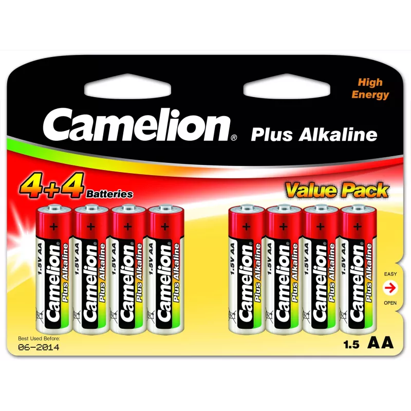 Alkaline batteries CAMELION AA LR6 Plus — pack of 8, AA (LR6)
