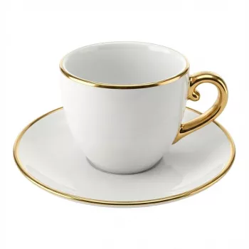 Kapučino rinkinys BIALETTI PGOLD004 — Pure Gold, 2 puodeliai su lėkštutėmis