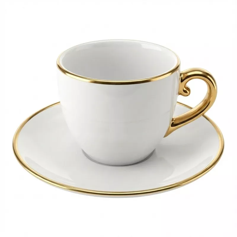 Kapučino rinkinys BIALETTI PGOLD004 — Pure Gold, 2 puodeliai su lėkštutėmis