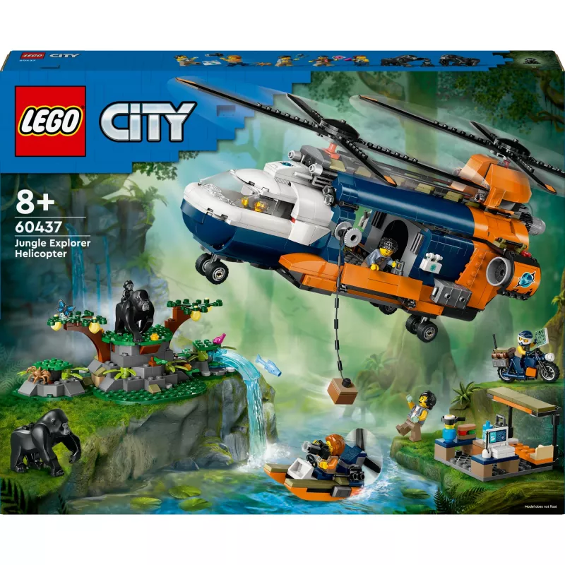 LEGO City 60437 Džiunglių tyrinėtojų sraigtasparnis bazinėje stovykloje