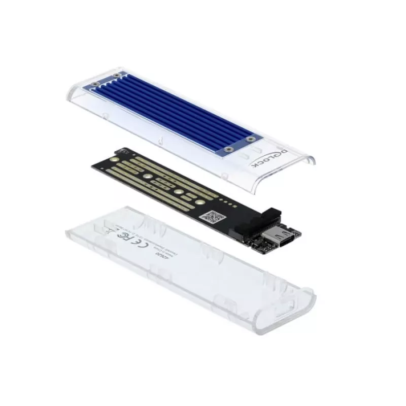 SSD korpusas DeLOCK 42620 Išorinis korpusas M.2 NVME PCIe SSD su USB Type-C lizdu permatomas