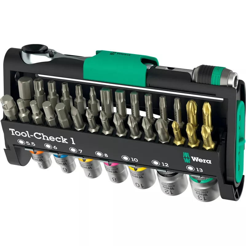 Wera Tool-Check 1 Stainless steel 1 ratchet head Juoda Green