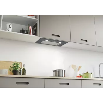 Įmontuojamas virtuvės gartraukis CANDY CBG625/1X, 520 mm plotis, 207 m³/h, anglies filtras, sukamasis valdymas, sidabrinis