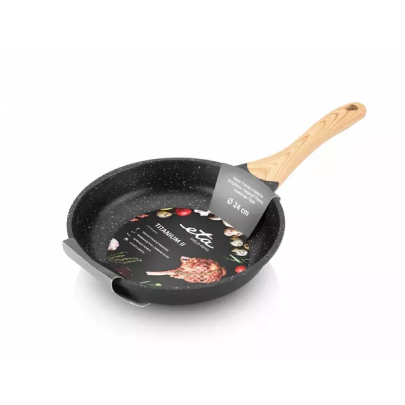 ETA | Keptuvė | ETA792990000 TITANIUM II | Universali | Skersmuo 24 cm | Elektrinė, indukcinė, dujinė, stiklo keramika | Tinka indukcinei kaitlenei | Fiksuota rankena | Juoda