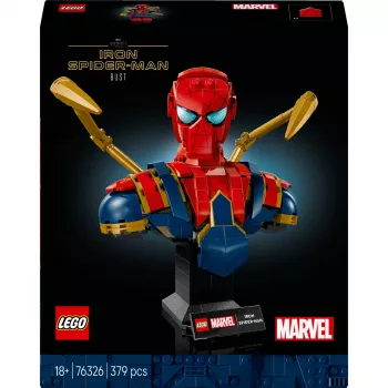 LEGO Marvel kolekcinis biustas Iron Spider-Man 76326, 379 detalės, 18+ demonstracinis modelis, 170×200×110 mm