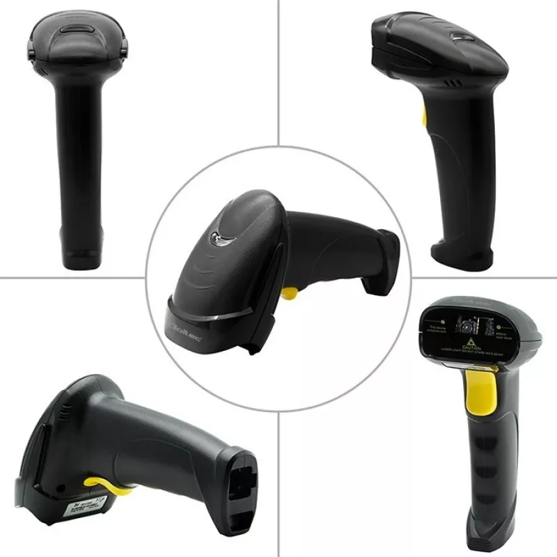 Rankinis laidinis 1D/2D brūkšninių kodų skaitytuvas QOLTEC 50853 — USB, ABS korpusas, 1,65 m laidas, 97×65×167 mm, 105 g