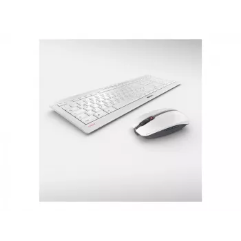 Klaviatūra CHERRY Stream Desktop Recharge, pelė komplekte, universali, RF belaidė, QWERTZ, vokiečių, pilka