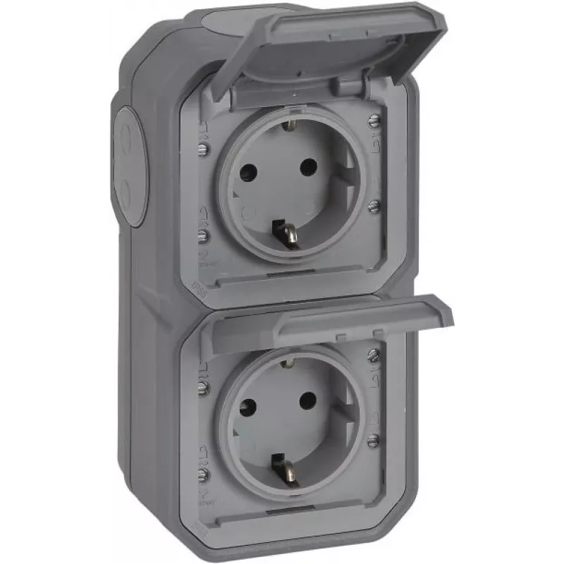 Legrand Plexo New APWG 069744L Schuko lizdas IP44 pilkas 2 krypčių vertikalus 5 (069744L)