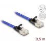 Tinklo kabelis DeLOCK RJ45 Plokščias Cat.6A 0,5 m Mėlynas